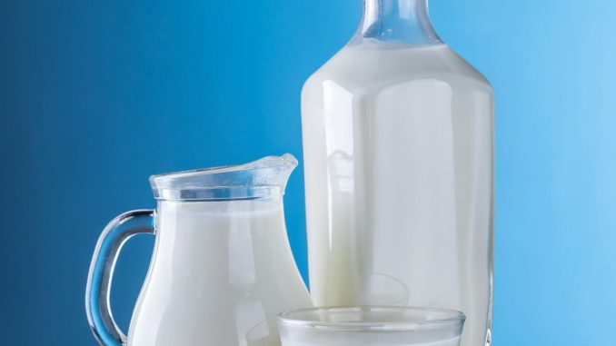milk for muscle gain - a jug,glass, and bottle